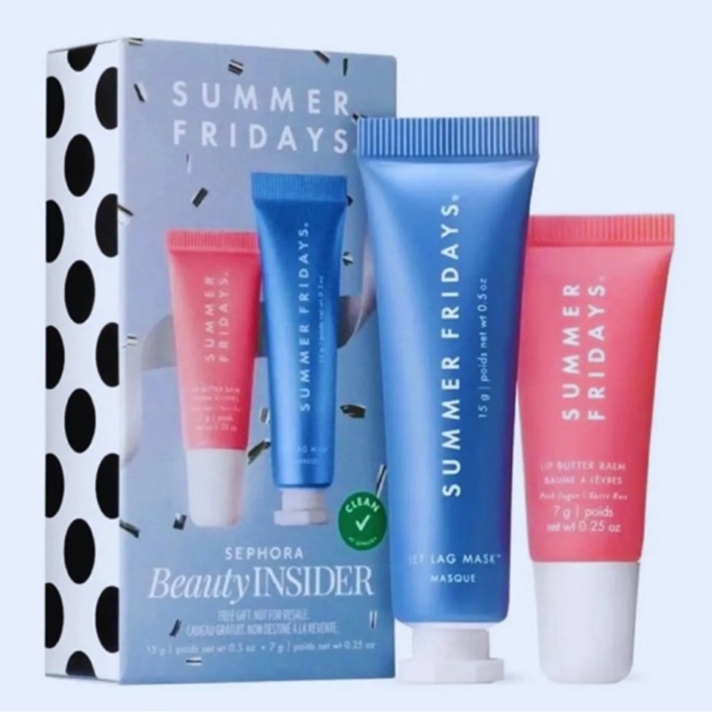 Summer Fridays Lip Butter Pink Sugar & Jet Lag Mask Sephora Beauty Insider Set 💕